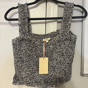 Entro Black and White Textured Crop Top